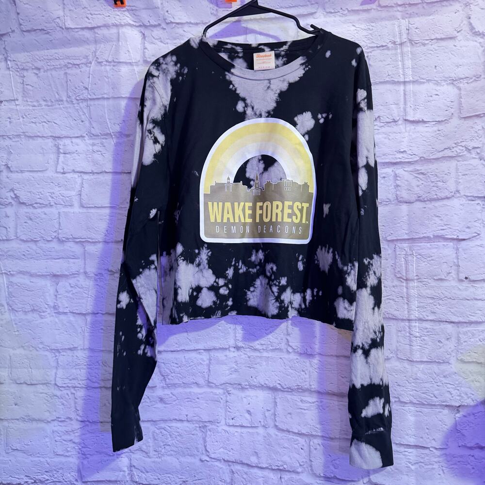 Throwback upscape Apparel Wake Forest Black/grey cropped long sleeve sz M NWT